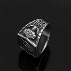 PENDRA Rune Vintage Steel Ring