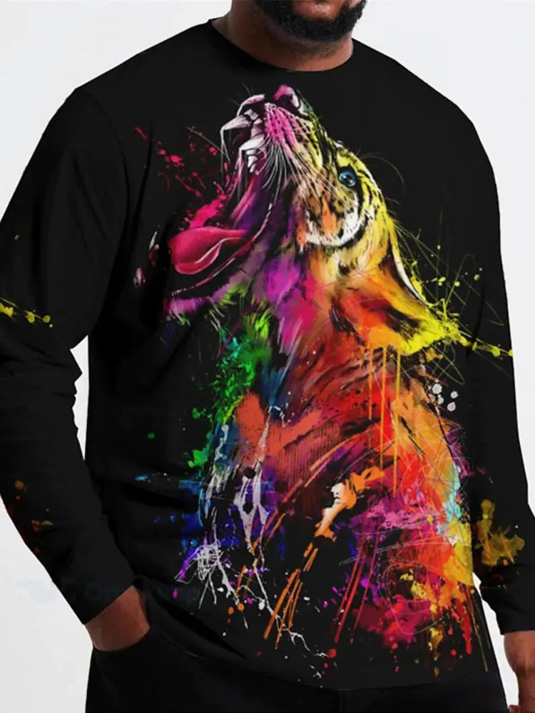 PENDRA Black White Lion Long-Sleeve Long Sleeve T-Shirt