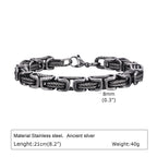 Retro Chain Bracelets for Men Boys,,Vintage Antique Stainless Steel Link Wristband,Classic Punk Jewelry Gifts