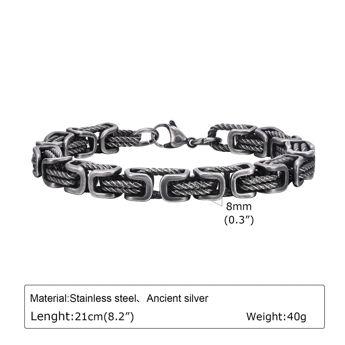 Retro Chain Bracelets for Men Boys,,Vintage Antique Stainless Steel Link Wristband,Classic Punk Jewelry Gifts