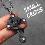 PENDRA Skull Dragon Cross Steel Necklace