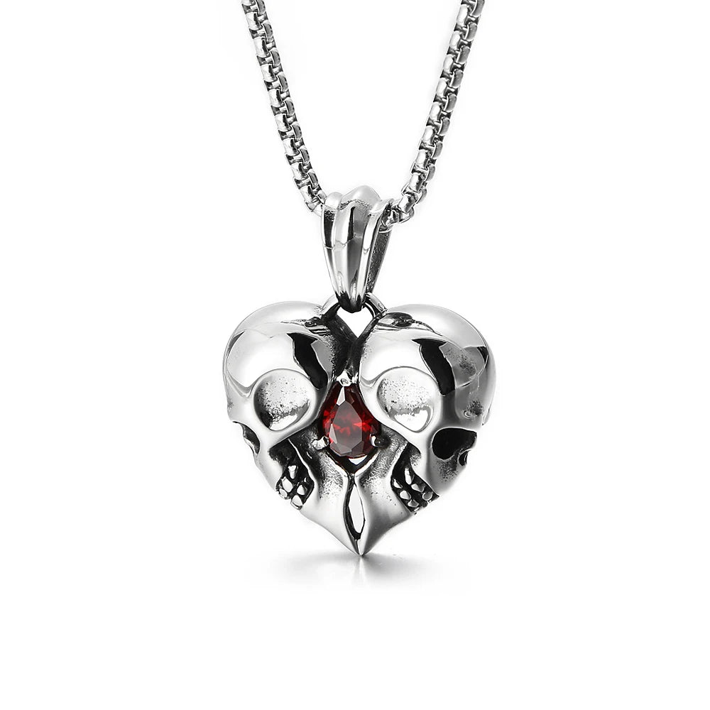 PENDRA Skullheart Stainless Steel Skull Heart Ring