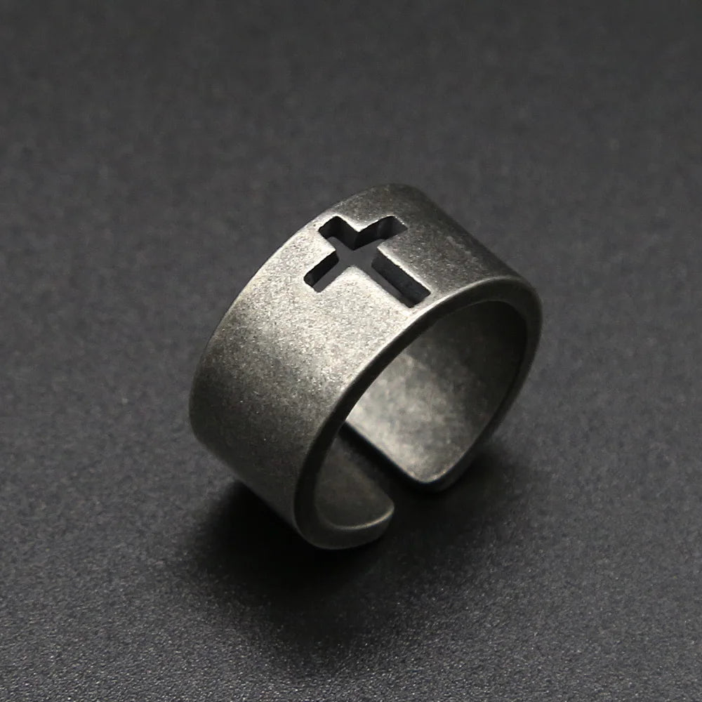 PENDRA Crosssteel Stainless Steel Cross Ring