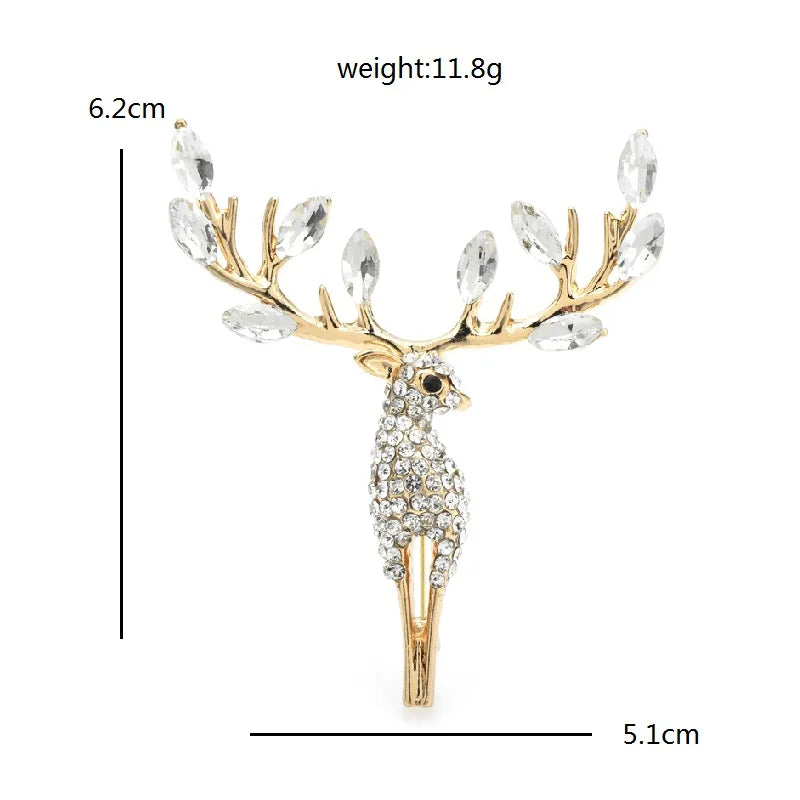 PENDRA Lucky Deer Rhinestone Animal Brooch