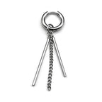 New Fashion Stainless Steel Long Chain Tassel Pendent Earrings Hoop Personality Ear Clips For Unisex Hiphop Punk Rock Trendy