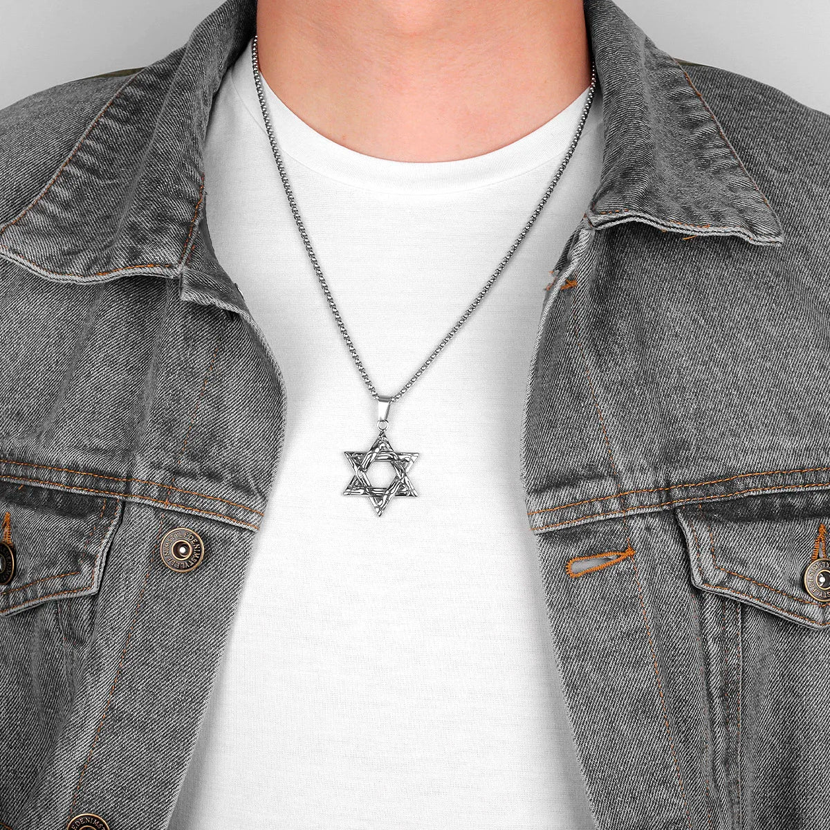 PENDRA Judaism Hexagram Boyfriend Steel Necklace