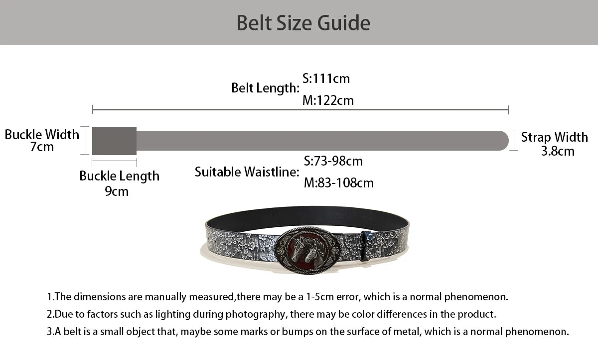 Retro Western Cowboy Style Casual Belt with Antiqued Alloy Horse Buckle, a Versatile Accessory for Daily Commute and Dating
