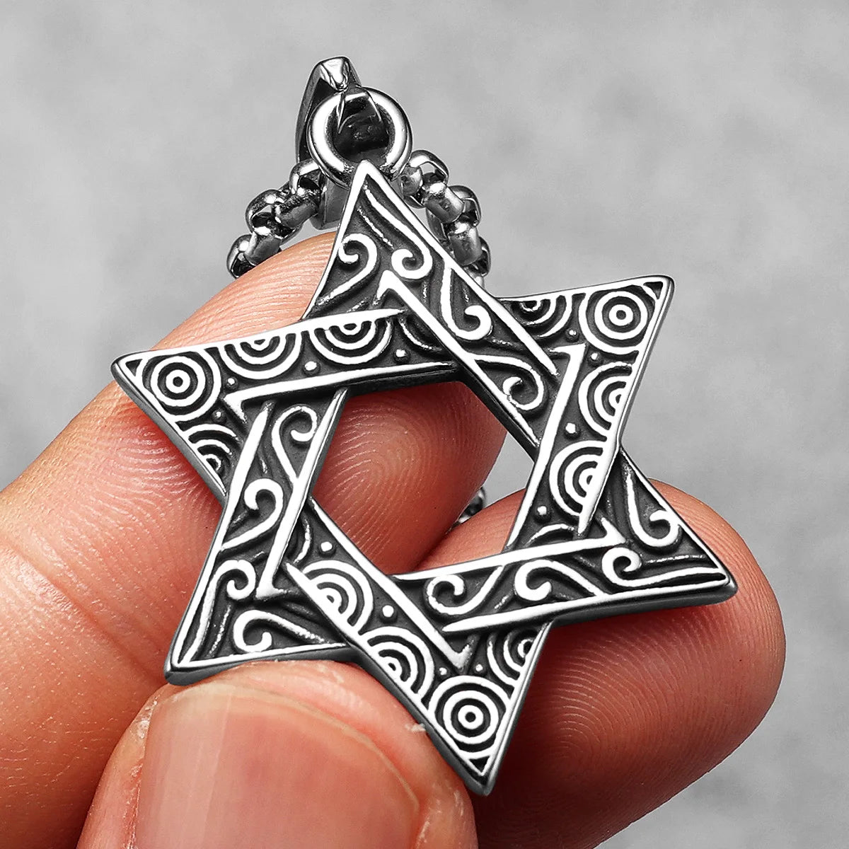 PENDRA Star David Masonic Steel Necklace
