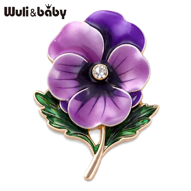 PENDRA Viola February Birthday Enamel Pansy Brooch