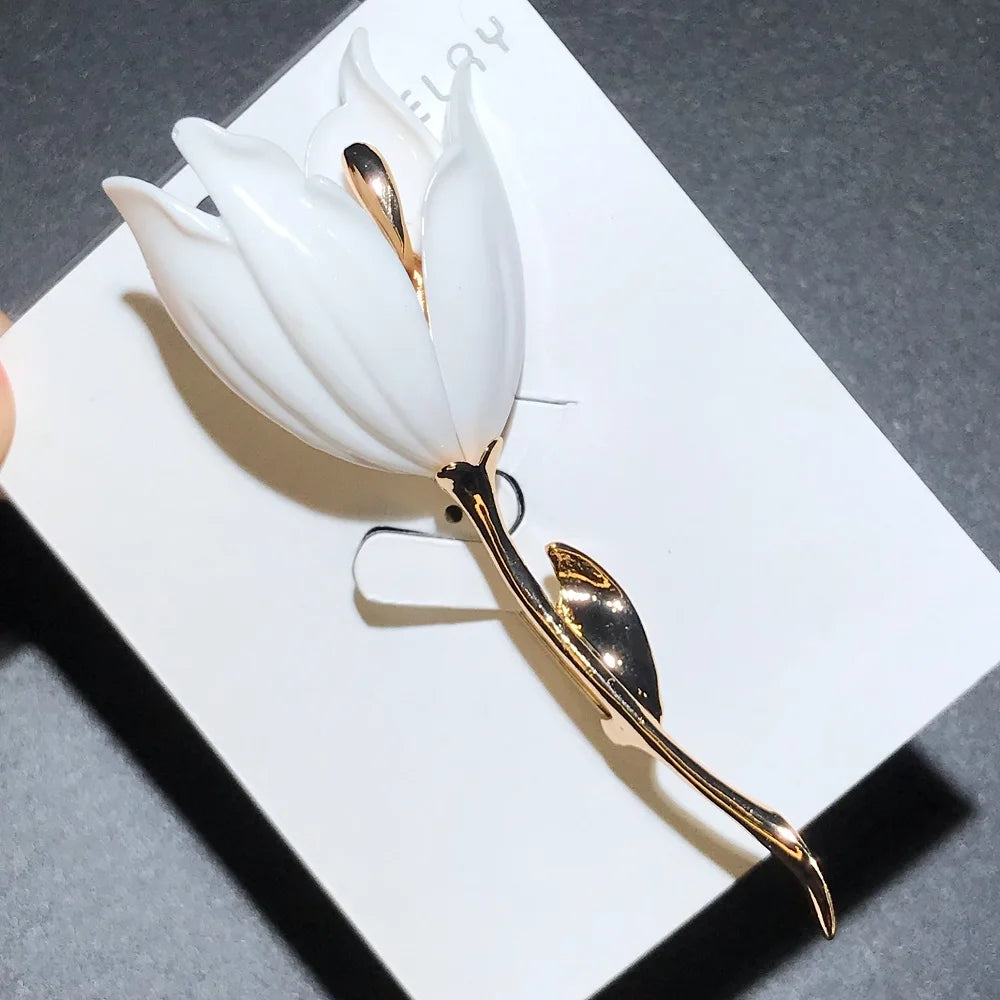 PENDRA Tulippa Large Enamel Tulip Flower Brooch