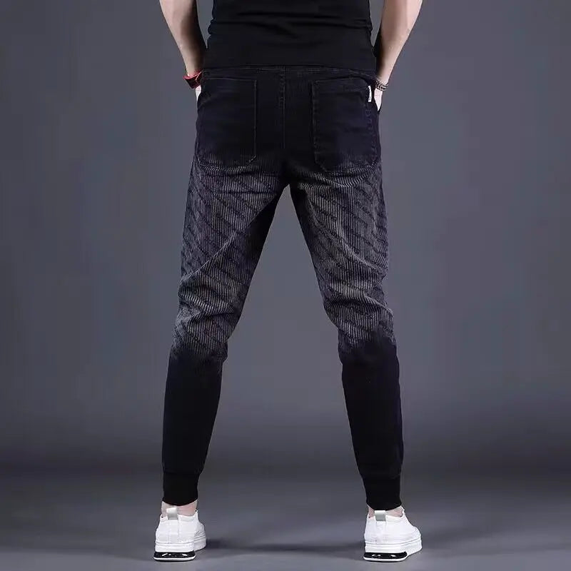 Gradual Change Color 2025 Tied Jeans Men's Summer New Loose Ruffian Handsome Small Feet Pants Trendy Brand Harlan Casual Pants
