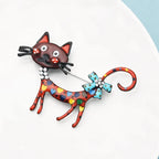 PENDRA Bloomcat 2-Color Enamel Cat Brooch