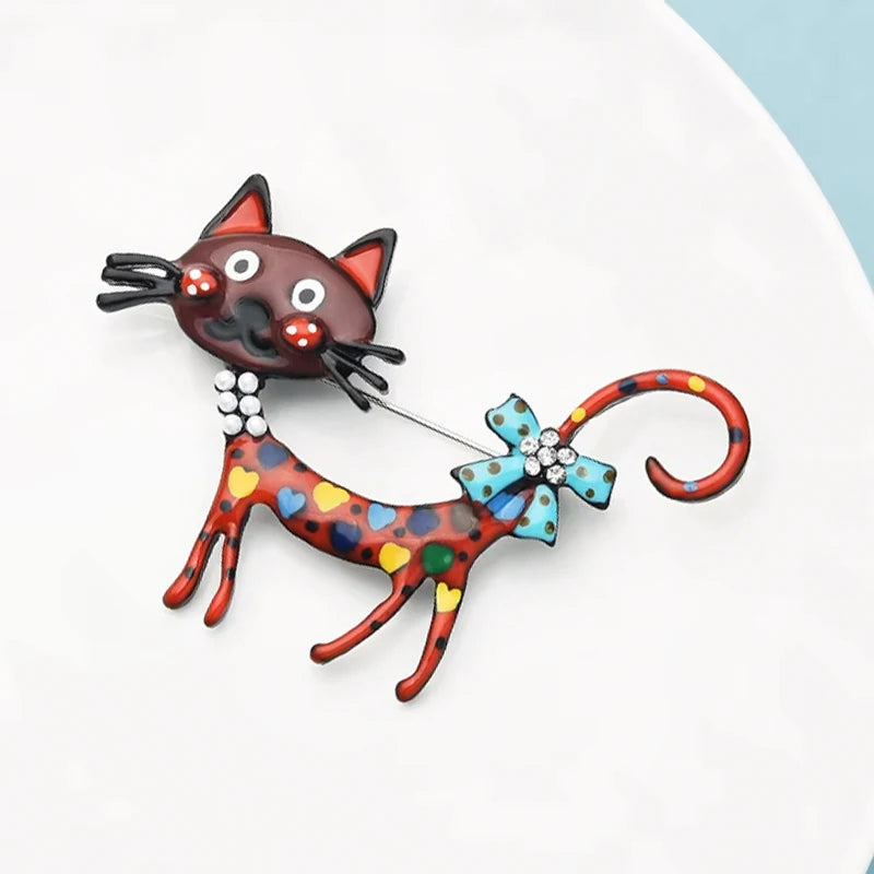 PENDRA Bloomcat 2-Color Enamel Cat Brooch
