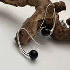 PENDRA Black Agate Sterling Silver Earrings