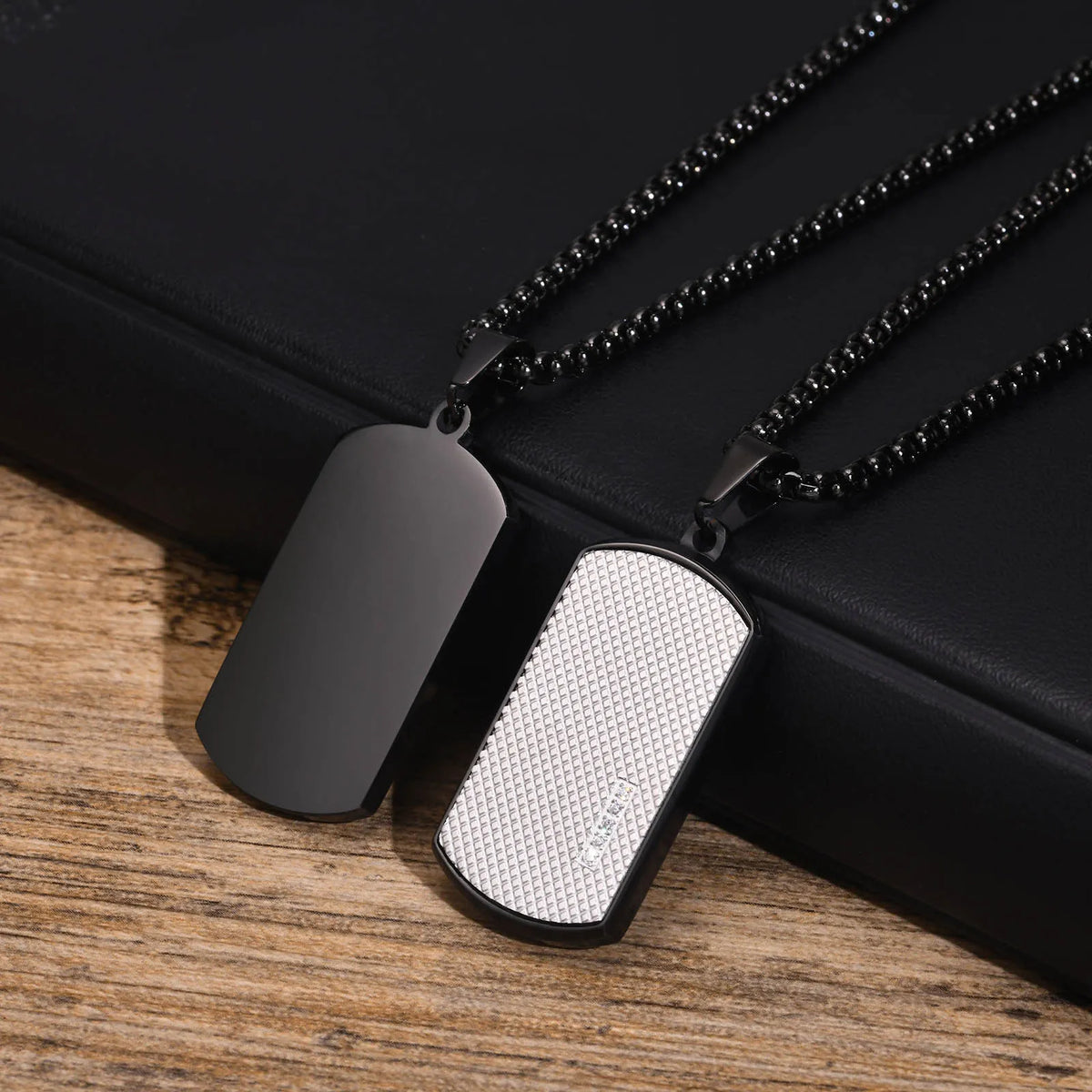 Dog Tag Necklaces for Men Dad Father Papa Husband,Waterproof Stainless Steel Square Pendant with Box Chain Collar Gift