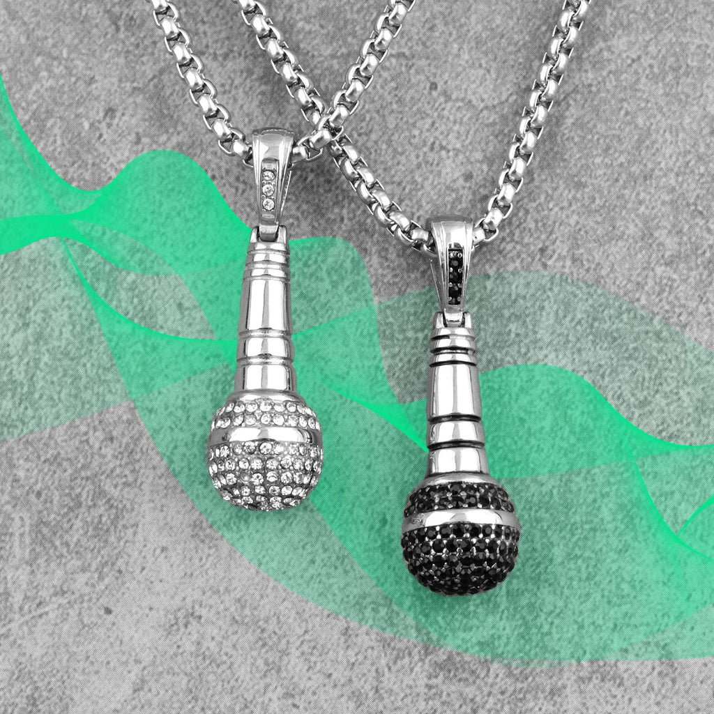 PENDRA Host Singer Microphone Steel Necklace