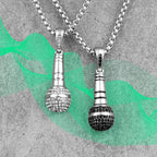 PENDRA Host Singer Microphone Steel Necklace