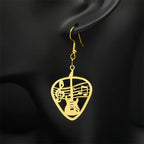 Rock Music Guitar Pick Pendant Drop Earrings for Women Stainless Steel Punk Musical Bass Note Dangle Earring Party Gift Jewelry