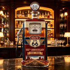 Route 66 100th Anniversary Gas Pump Shaped Whiskey Decanter 400ml Lead Free Crystal Liquor Bottle Retro American Road Culture