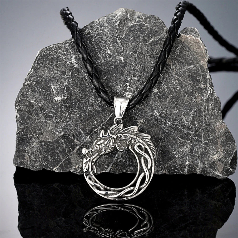 PENDRA Celtic Knot Rune Serpent Necklace