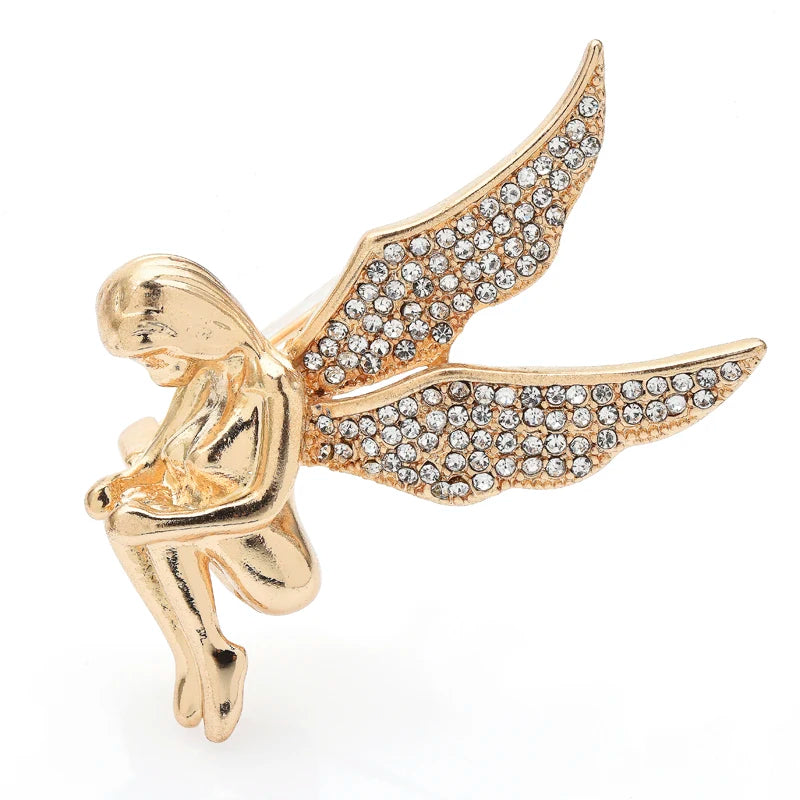 PENDRA Rhinestone Angel Brooch