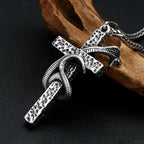 PENDRA Serpentcross Stainless Steel Snake Cross Pendant