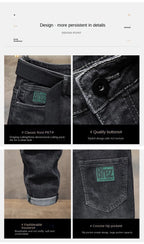Winter Pants Brushed Denim Fabric Korean Style Clothes Luxury Street Men's Boots Cut Stretch Slim Plush Wool Thicken Jeans Pants