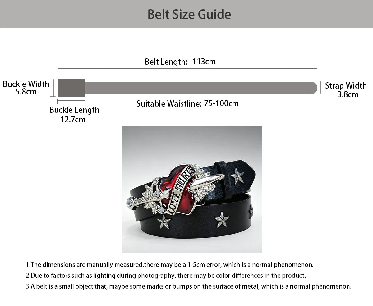 Subculture Harajuku Style Punk Studded Cross Belt Burst Pattern Hip Hop Street Style Men's Belt Rock Party Music Festival Belt