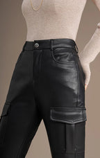 PENDRA Spicy Cargo Pocket High Waist Leather Pants
