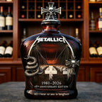 Metallica 45th Anniversary Limited Edition Whiskey Decanter - Rock Band Collectible Glass Bottle with Skull Cross Decor  Gift