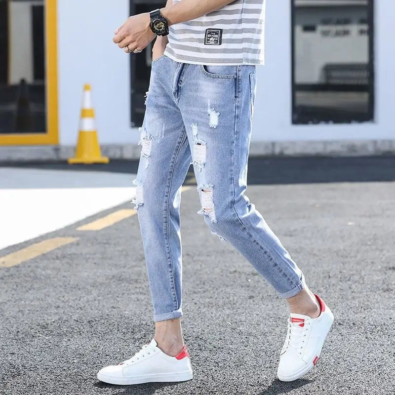 PENDRA Korean Solid Slim Jeans