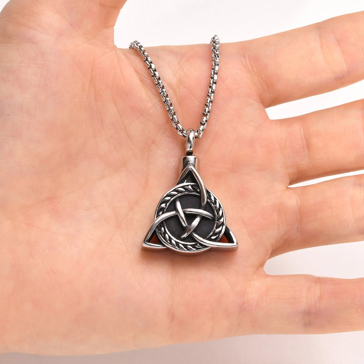 Mens Urn Necklaces for Ashes,Stainless Steel Tribal Celtic Knot Memorial Cremation Pendant,Bereavement Keepsakes Jewelry