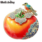 PENDRA Persimora Bird and Persimmon Brooch