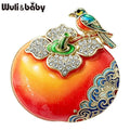 PENDRA Persimora Bird and Persimmon Brooch