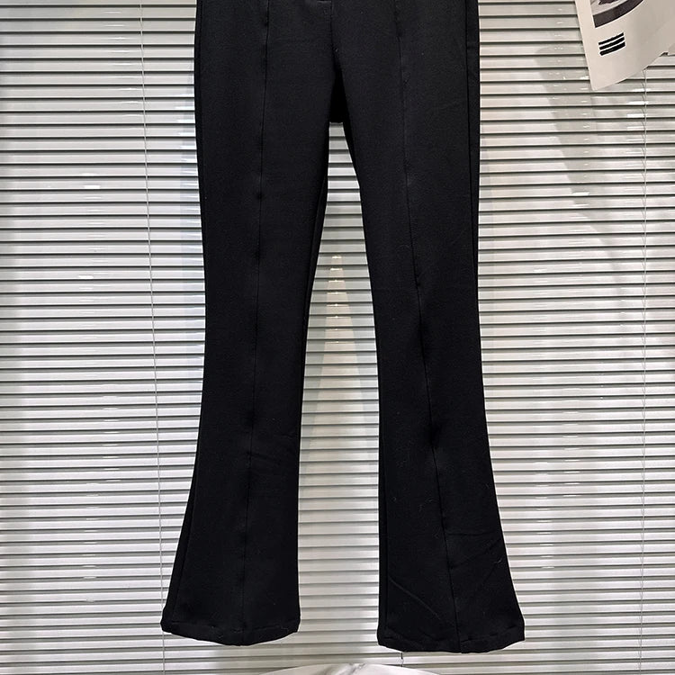 PENDRA Bowback High Waist Straight PU Leather Pants