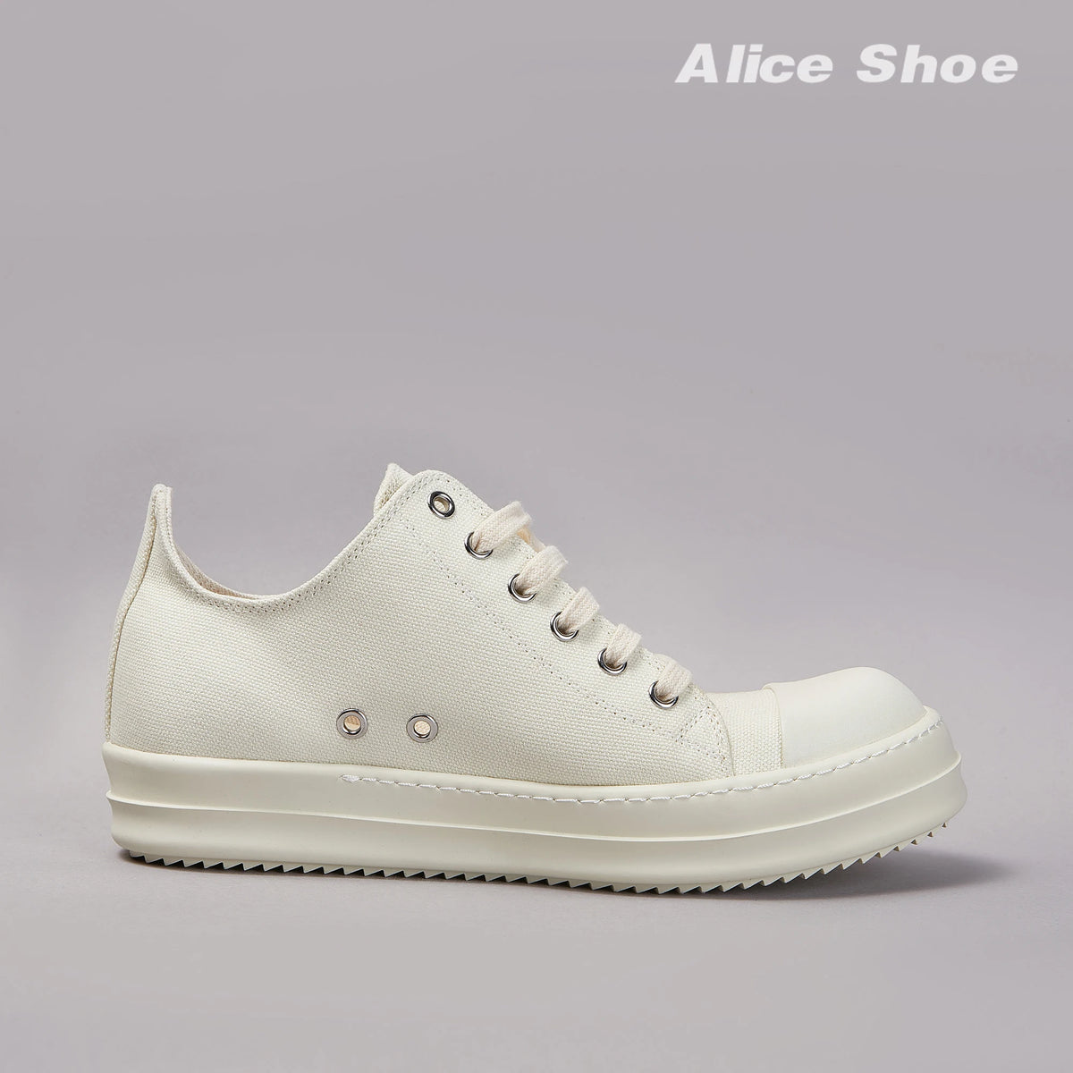 PENDRA Ivory Street Off-White Canvas Low-Top Lace-Up Platform Sneakers