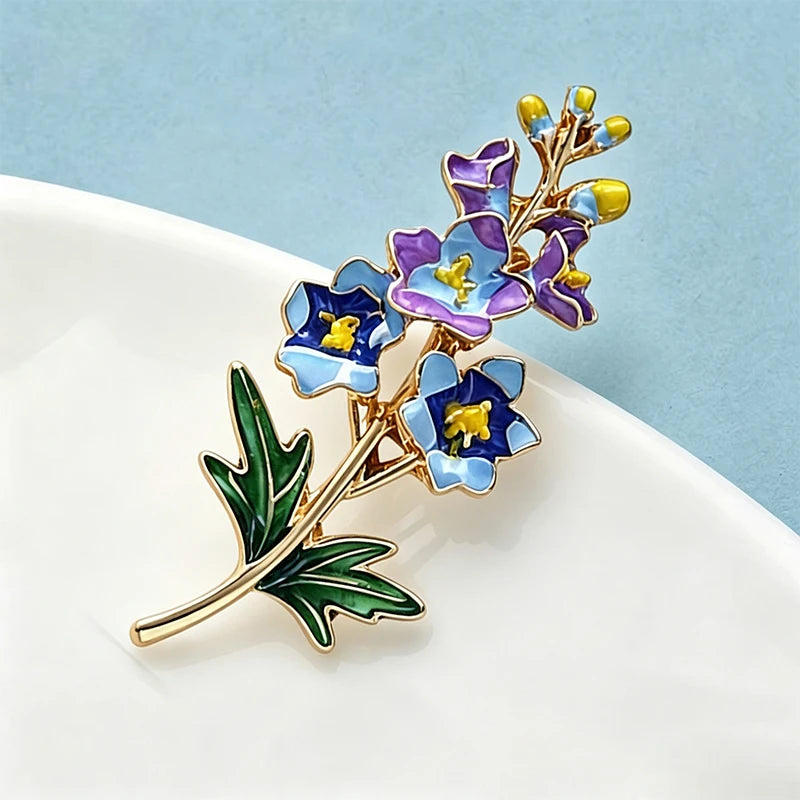 PENDRA Larkspur Enamel Larkspur Flower Brooch