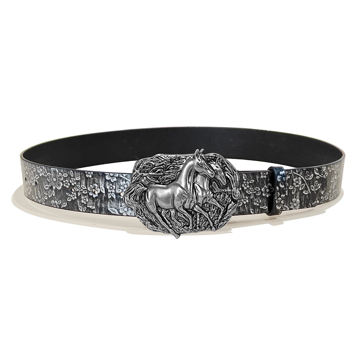 Retro Western Cowboy Style Casual Belt with Antiqued Alloy Horse Buckle, a Versatile Accessory for Daily Commute and Dating