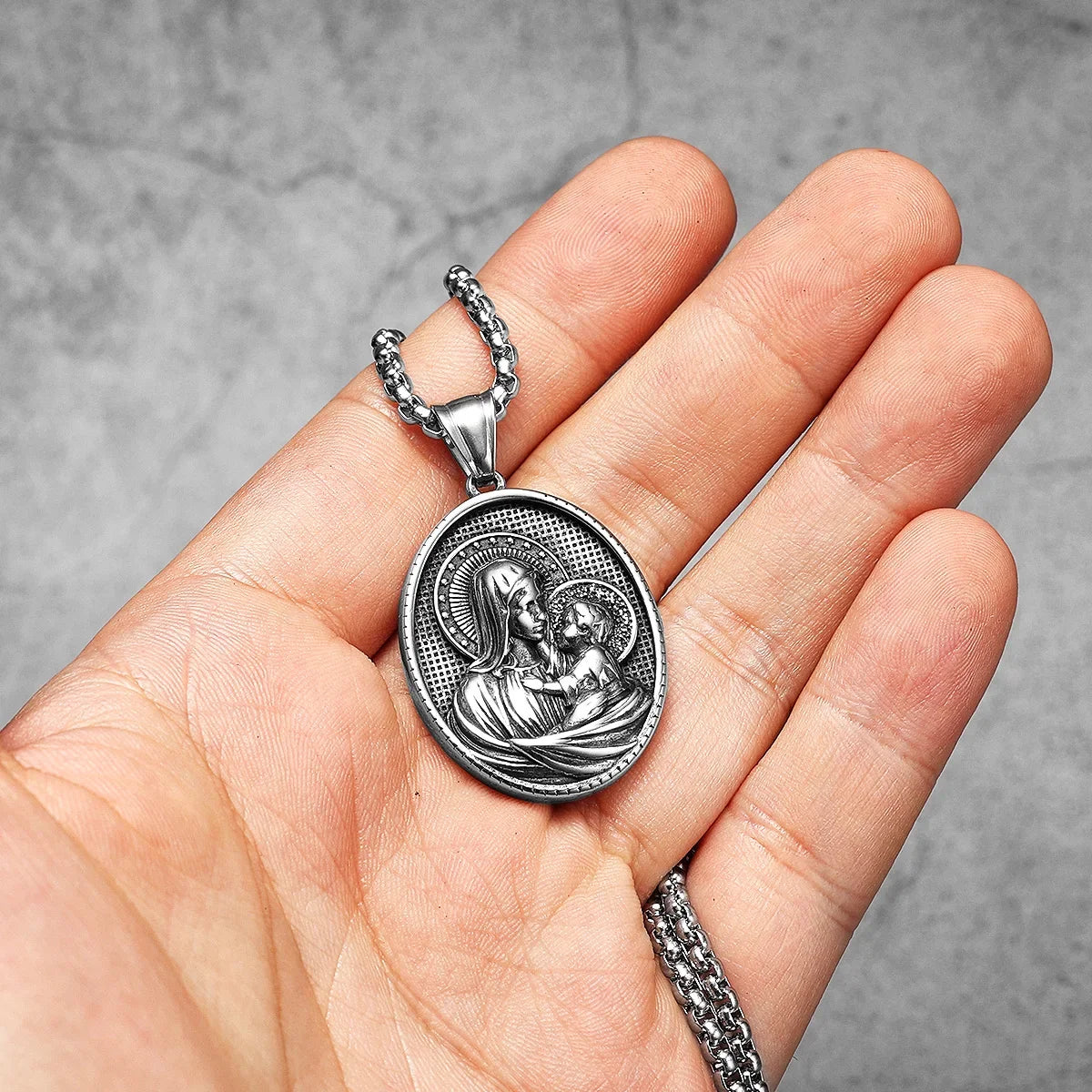 PENDRA Virgin Mary Holy Steel Necklace