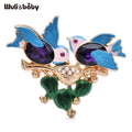 PENDRA Swallowflora Purple Blue Swallow Brooch