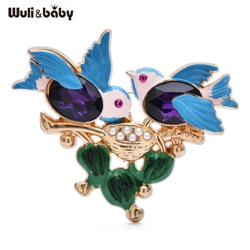 PENDRA Swallowflora Purple Blue Swallow Brooch