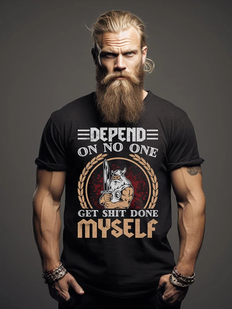 Summer Everyday Casual Men's T-shirt Fashionable Street Men's T-shirt Outdoor Sports Comfort Men's Short Sleeve Top Viking Print