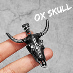 PENDRA OX Skull Western Steel Necklace