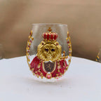 3D Crown Lion Drinking Glass Vintage Royal Style Whiskey Cup Creative Bar Tumbler for Home Party Gift Collection