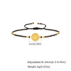 Saint Benedict Mini Beaded Bracelets for Men,Stainless Steel Round Charm Adjustable Rope Wristband,Bohemian Religious Jewelry