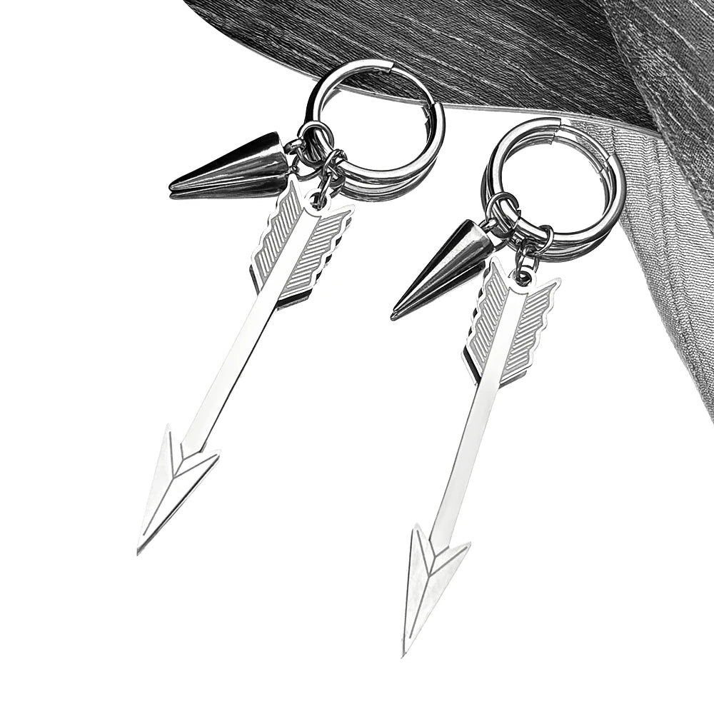 Longbow Archery Rivet Earrings For Women Men Stainless Steel Silver Color Sword Hiphop Party Male Dangle Earring Jewelry Gifts