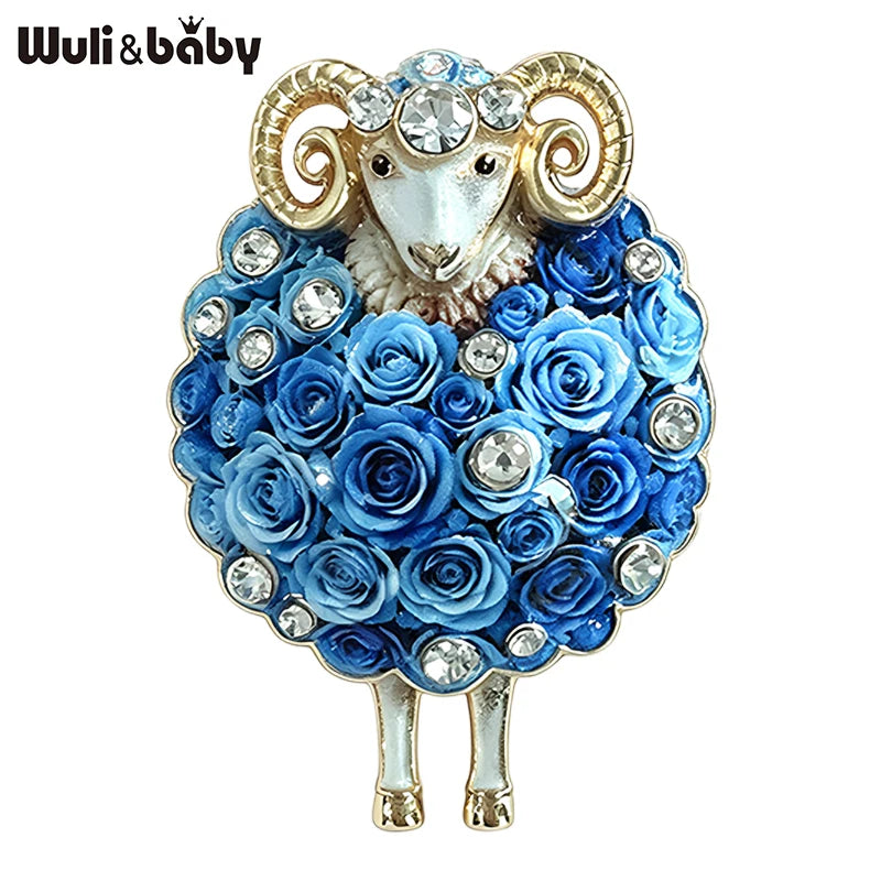 PENDRA Meadow Rhinestone Sheep Brooch