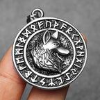 PENDRA Rune Wolf Steel Necklace