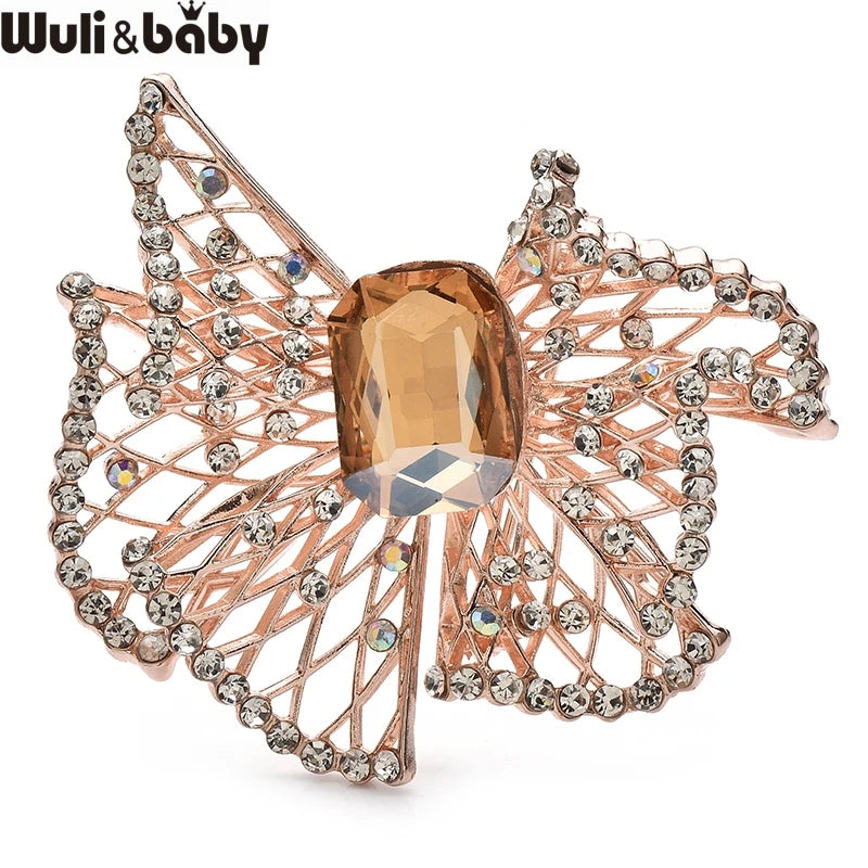 PENDRA Bellara Hollow Crystal Bowknot Brooch