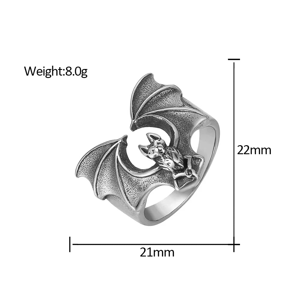 PENDRA Batwing 316L Stainless Steel Bat Ring